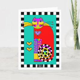 Gato elegante con tarjeta de saludo de los calenta