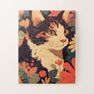 Gato elegante de Calico en el Jigsaw Puzzle de Jar