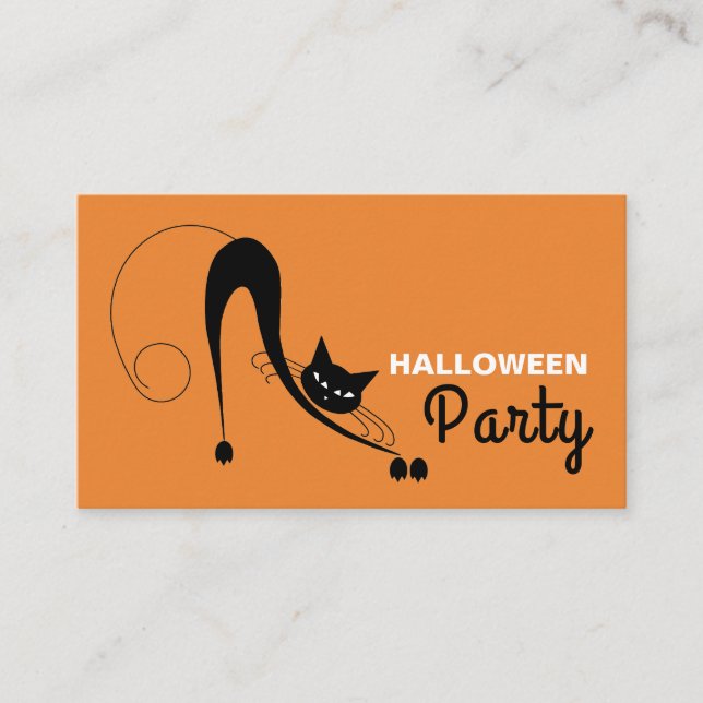 Gato elegante, Invitación a la fiesta de Halloween (Anverso)