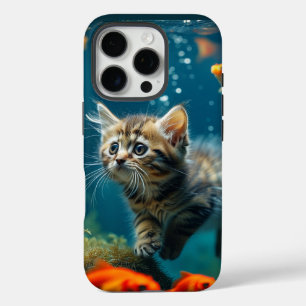 Gato en acuario iPhone 16 pro Funda