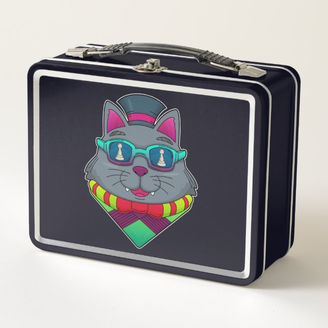 Gato en ajedrez con peón de ajedrez (Anverso)