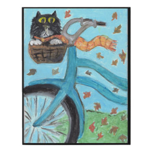 Gato en arte popular de la cesta de la bici