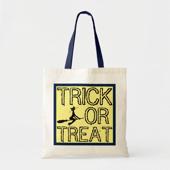 Gato En Broomstick, Bolsa De Tosta De Halloween (Frente)