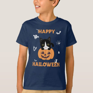 Gato En Calabaza Gatos Dulces Feliz Camiseta Hallo