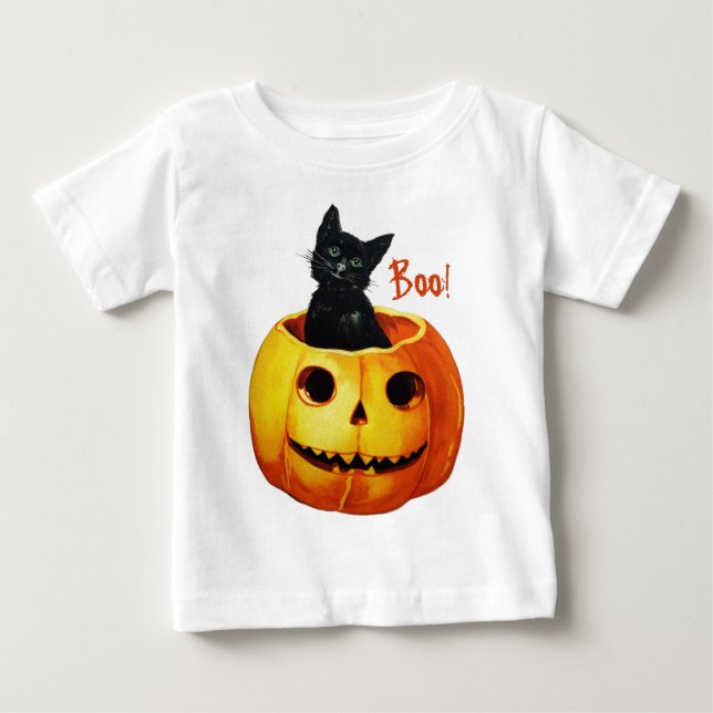 Gato en calabaza Halloween Bebé Camisa (Anverso)