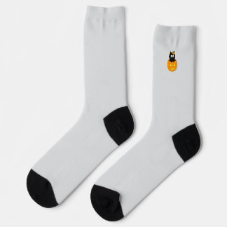 Gato en calcetines de Halloween de Jack-O'Lantern