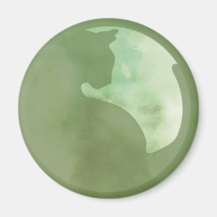 Gato en círculo - imán verde