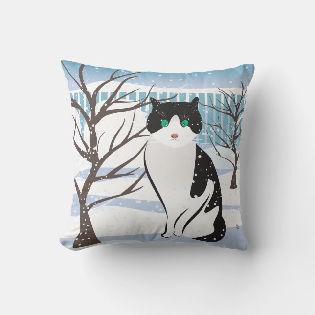 Gato en Cojín decorativo de Nieve (Hielo) (Anverso)