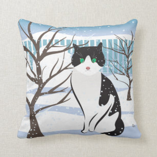 Gato en Cojín decorativo de Nieve (Hielo)
