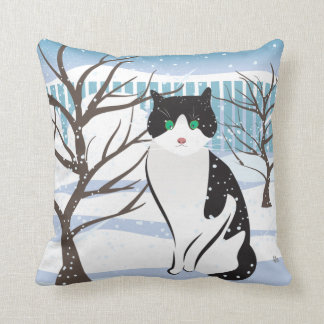 Gato en Cojín decorativo de Nieve (Hielo)
