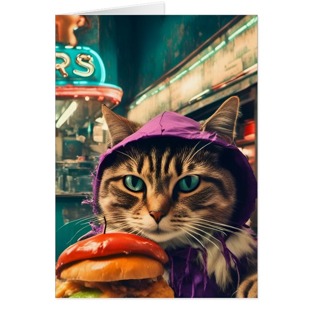 Gato en Diner Purple Hoodie en todas las ocasiones (Frente)