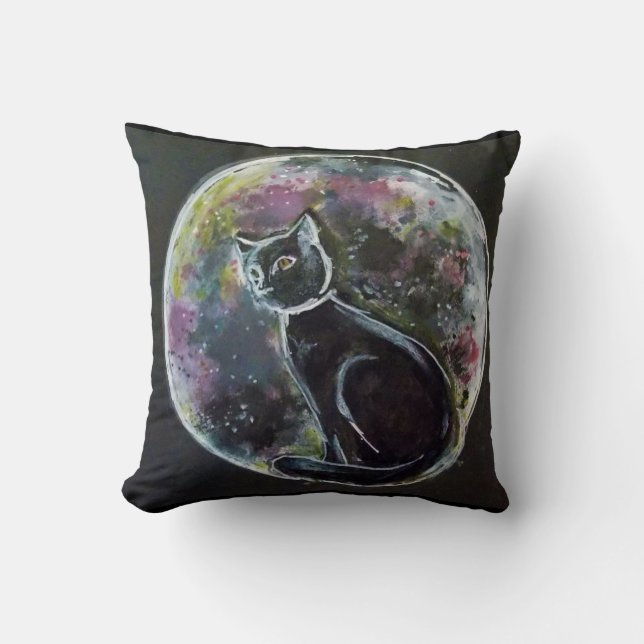 Gato en el Cojín decorativo de la Luna (Anverso)