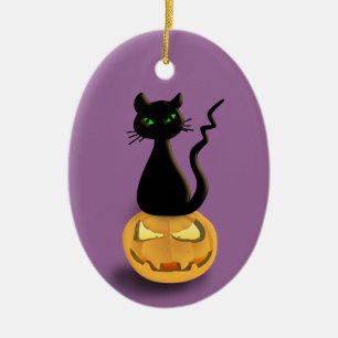 Gato en el ornamento colgante de Halloween de la
