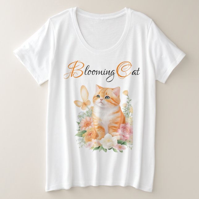 Gato en flor: Naranjas y sacudidores florales blan (Anverso del diseño)
