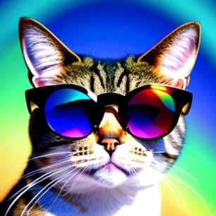Gato en gafas de sol cabeza cara camiseta