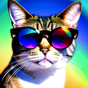 Gato en gafas de sol cabeza cara camiseta
