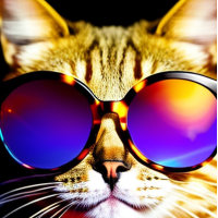 Gato en gafas de sol cabeza cara camiseta