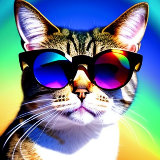 Gato en gafas de sol cabeza cara camiseta (Subido por el creador)