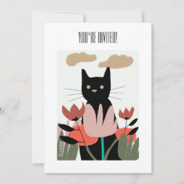 Gato en la invitación/la tarjeta del jardín