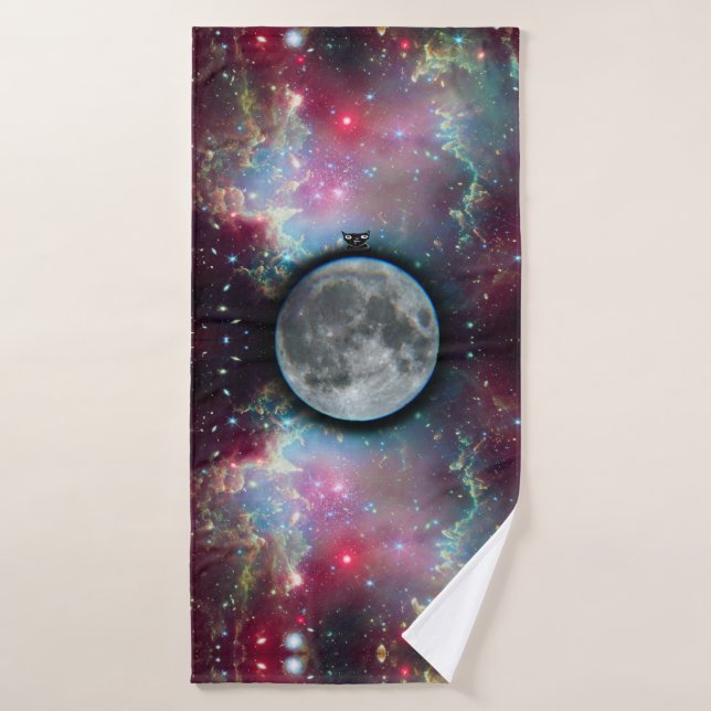 Gato en la luna (Toalla de baño)