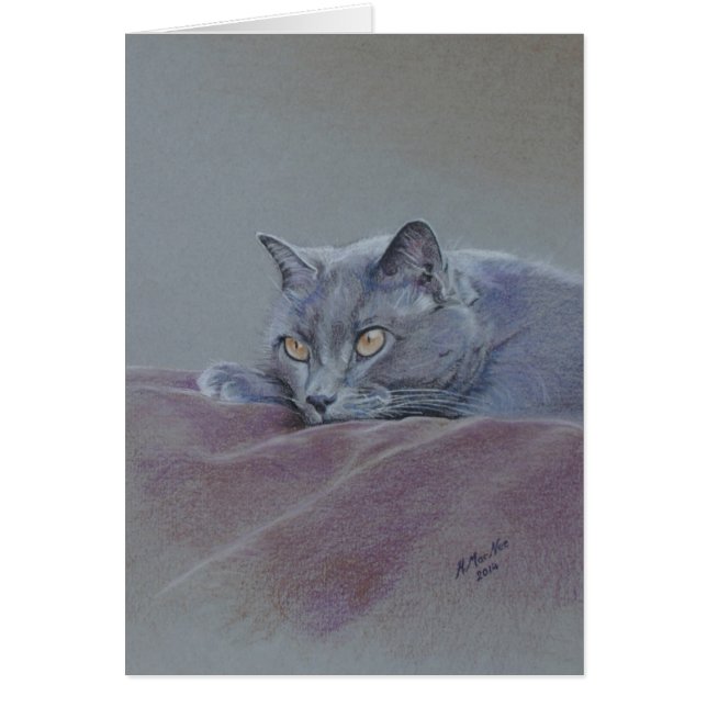 Gato en la manta, apenas relajándose, bella arte (Frente)