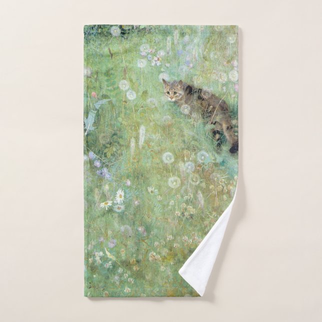 Gato en la pradera de verano, Bruno Liljefors (Toalla de mano)
