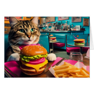 Gato en la tarjeta de felicitación de Diner All Oc