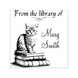 Gato en libros Sello de goma de autotinta personal