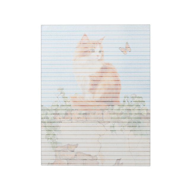 Gato en pared en línea - Bloc de notas de 11" x 8, (Lado Izquierdo)