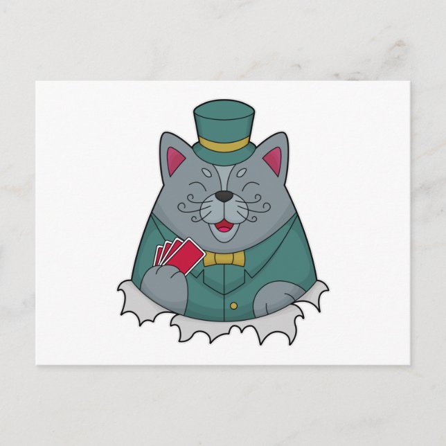 Gato en Poker con tarjetas de póker (Anverso)