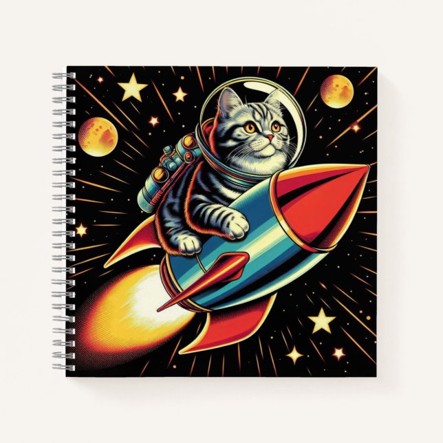¡Gato en un cuaderno de cohete! (Anverso)