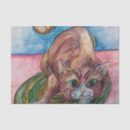 gato en un papel seda de la estera