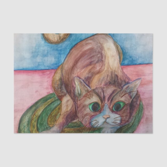 gato en un papel seda de la estera (Anverso)