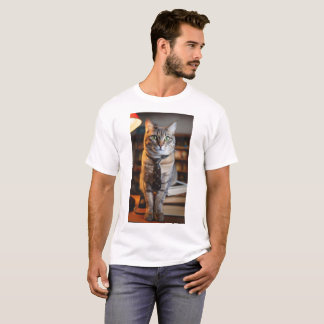 Gato en una camiseta con corbata