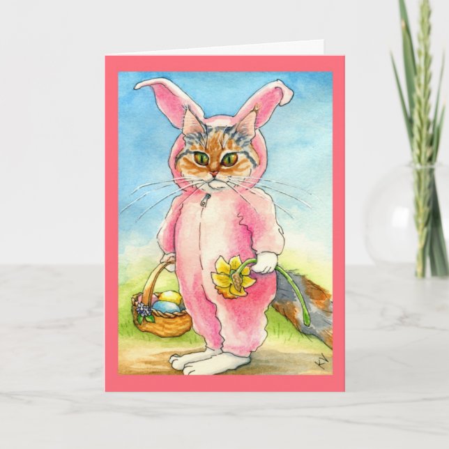 Gato en una tarjeta de pascua del juego del (Anverso)