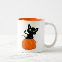 Gato en una taza de café de calabaza