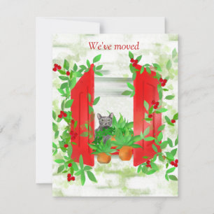 Gato en una ventana Nueva tarjeta de nota plana en