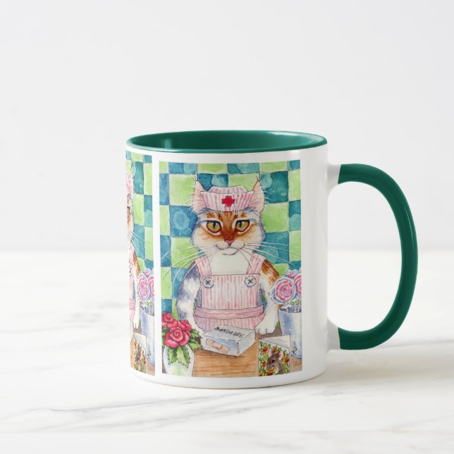 Gato, enfermera, taza del Striper de caramelo (Derecha)
