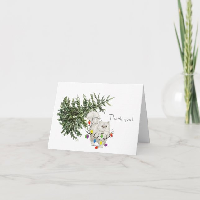 Gato enredado en una tarjeta navideña (Anverso)