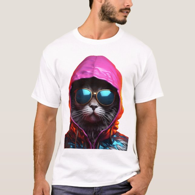 Gato épico con camisa de gafas de sol (Anverso)