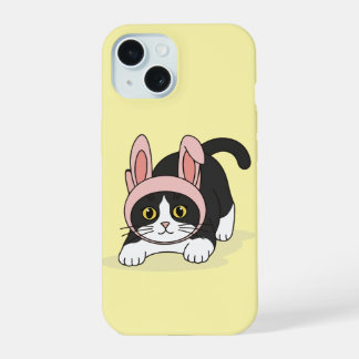 Gato Esmoquin Adorable con Gorro de Conejo Rosa Es