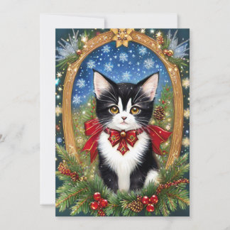 Gato esmoquin Art Nouveau Navidad vintage