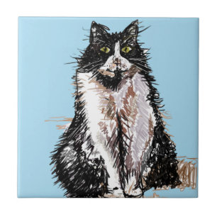 Gato esmoquin Gatos negros y blancos Feliz Baldosa