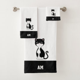 Gato esmoquin & monograma en negro y blanco