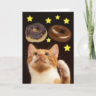 GATO ESPACIAL CON DONUTS TARJETAS DE CUMPLEAÑOS