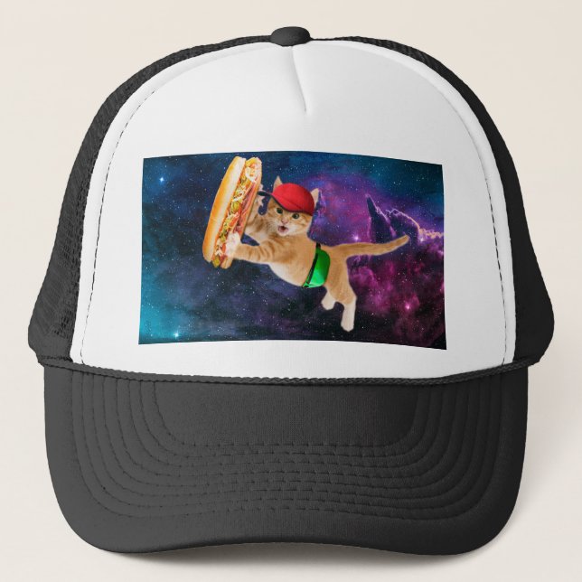 Gato espacial con gorras y empaque para patatas (Anverso)