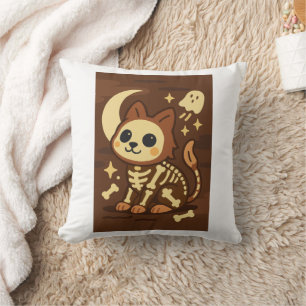 Gato Esqueleto Espeluznante y Almohada de Tirar Fa