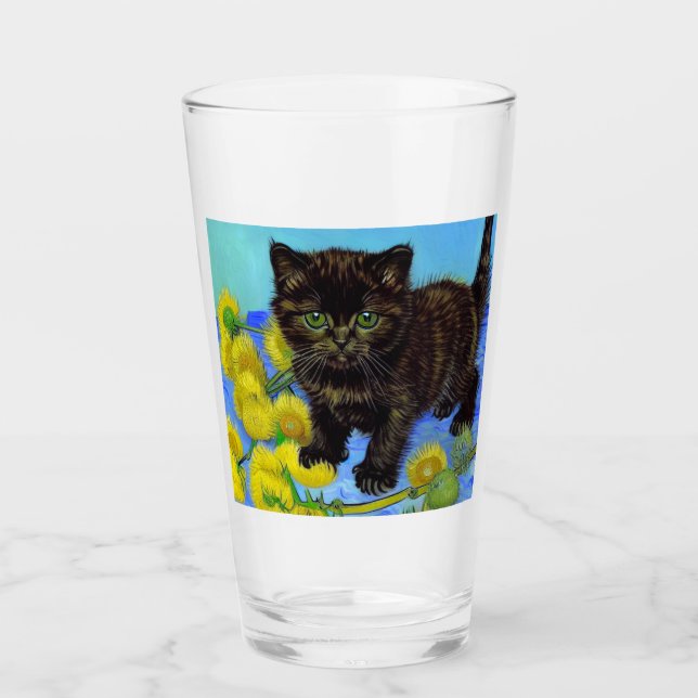 Gato estilo Van Gogh con girasoles (Anverso)