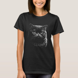 Gato exótico de pelo corto gótico camiseta negra d