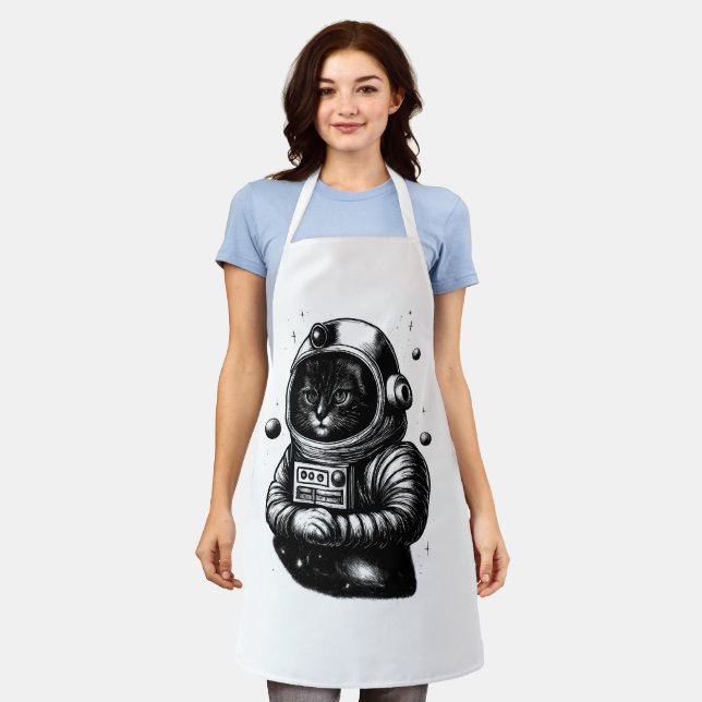 Gato Explorador Espacial con Casco - Delantal (Gastado)